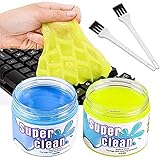 BESTZY Keyboard Cleaner Universal Cleaning Gel - 2 Cans and 2 Brushes Super Clean Quickly Remove Stains for PC Tablet Laptop Keyboards Car Vents Cameras Printers Calculators, 160g*2