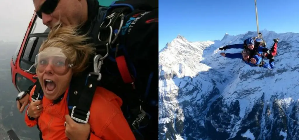Tandemsprung aus dem Helikopter in der Schweiz